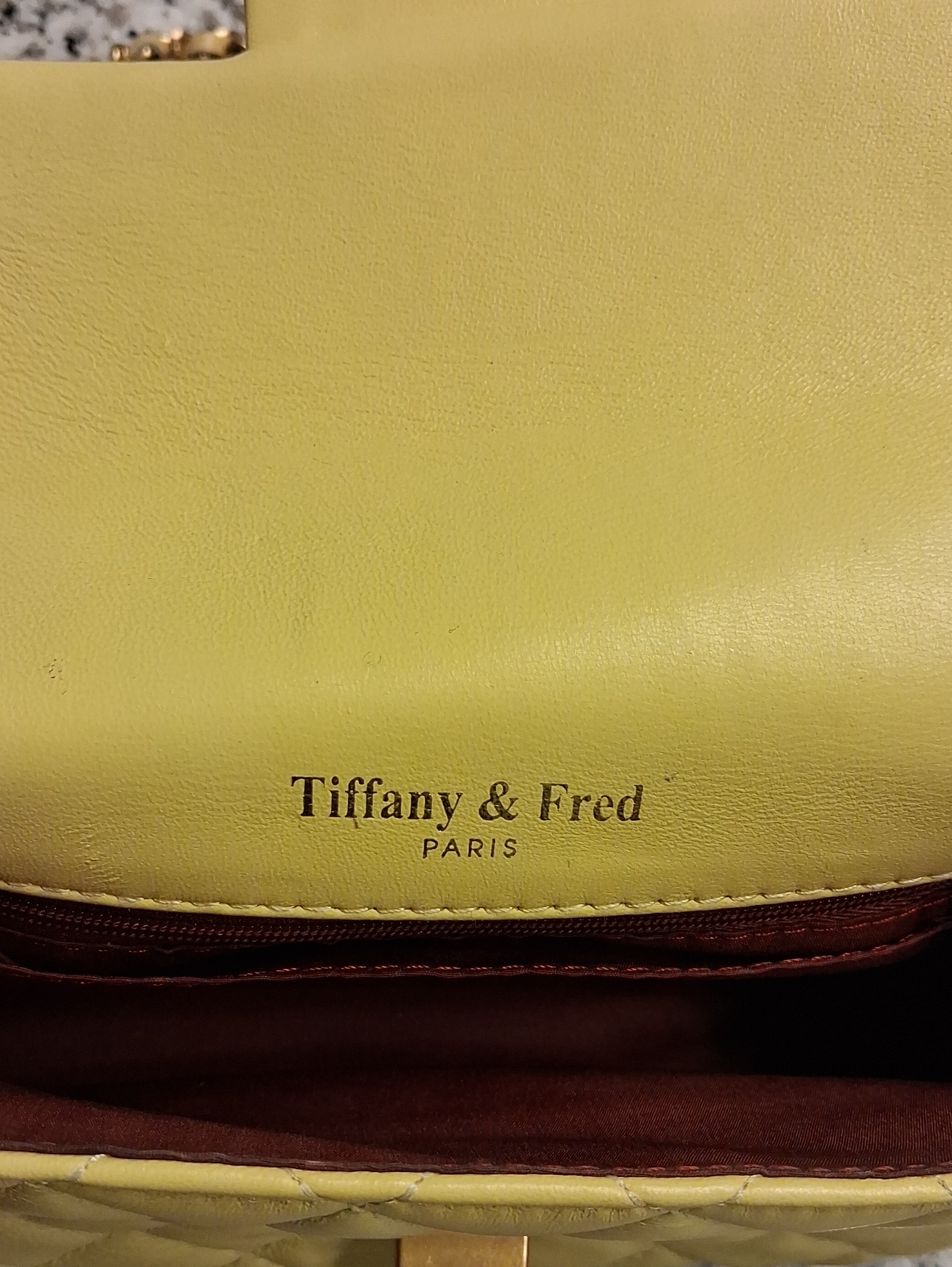 Tiffany & Fred Paris Yellow Quilted Sheepskin Leather Crossbody Bag — image 8 of 8